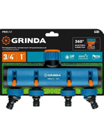 Поливочный распределитель GRINDA PROLine TS-4 четырехканальный, с внутренней резьбой 3/4"-1"