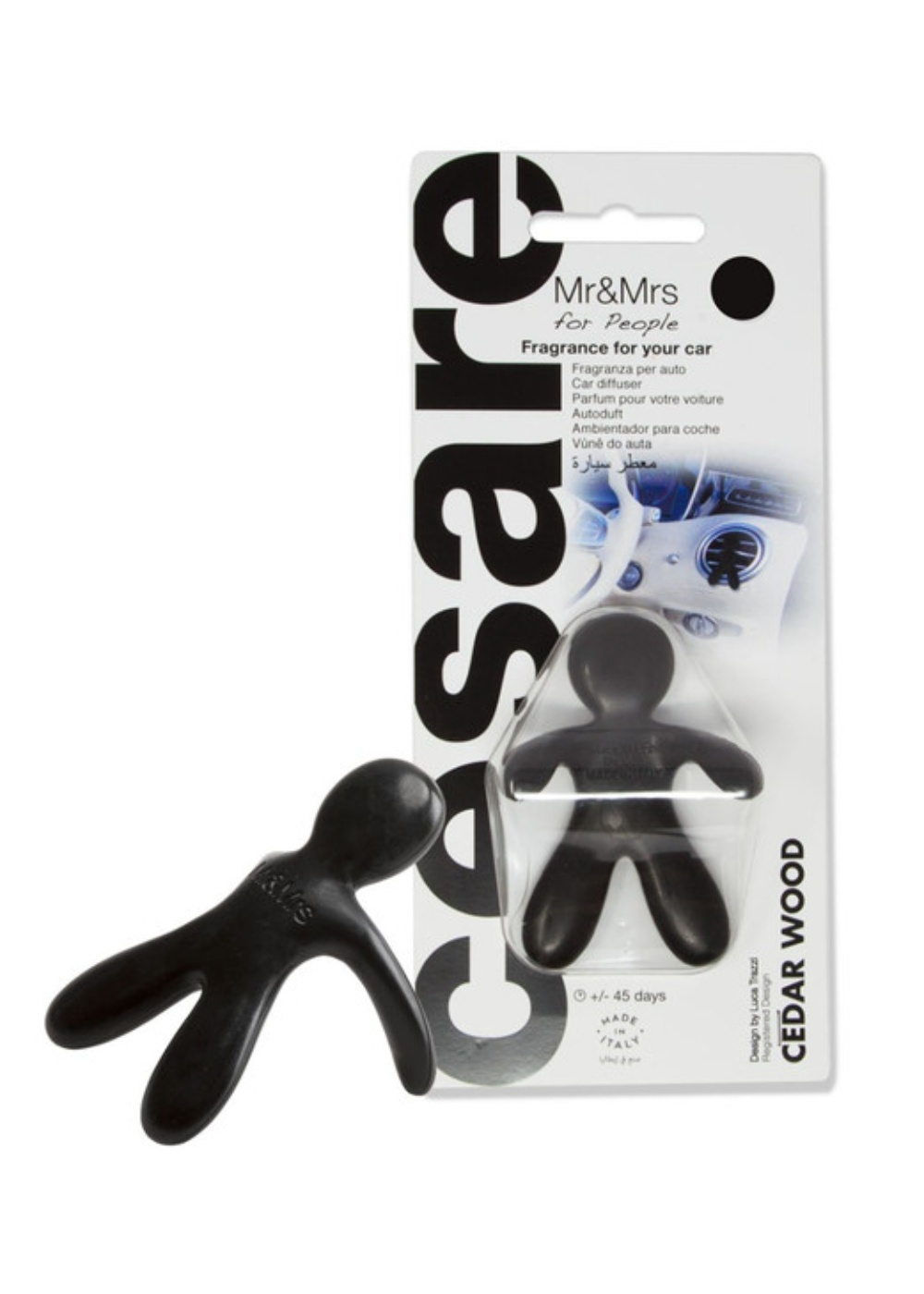 Mr&Mrs Fragrance Ароматизатор для автомобиля CESARE BLISTER черный CEDAR WOOD Кедр