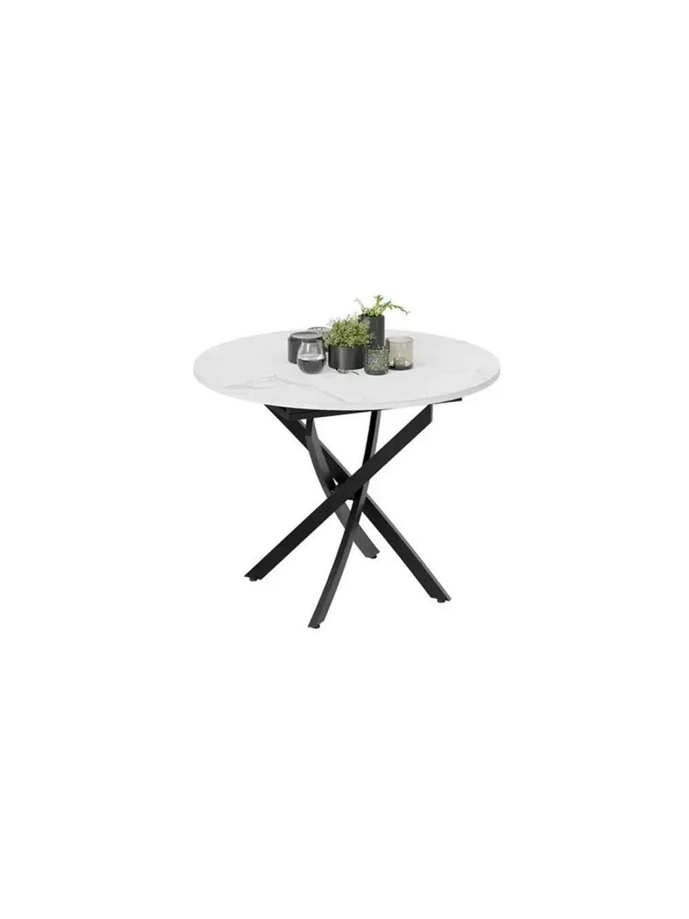 Стол кухонный круглый Стекло матовое мрамор 100(132)х75х75см