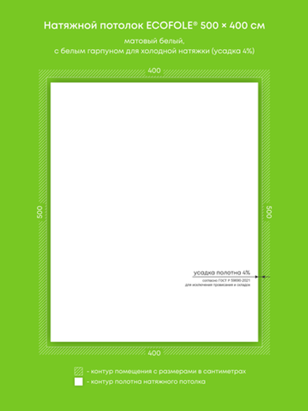 Матовый натяжной потолок 20 м2