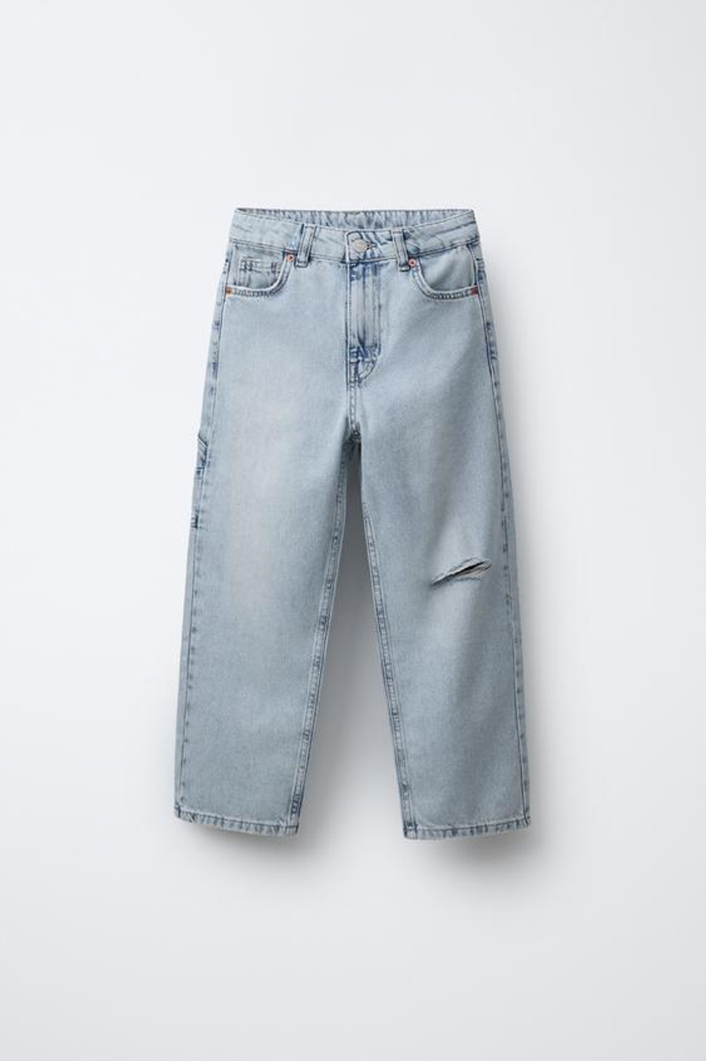 ZARA ДЖИНСЫ КАРГО С РАЗРЕЗАМИ, ГОЛУБОЙ