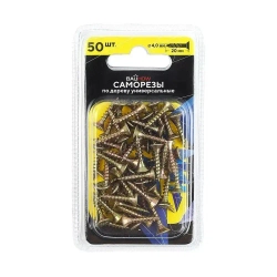 Саморез 4,0x20 универсальный по дереву BAUHOW, 50шт в блистере