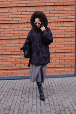 Пуховик комбинированный с элементами дубленки