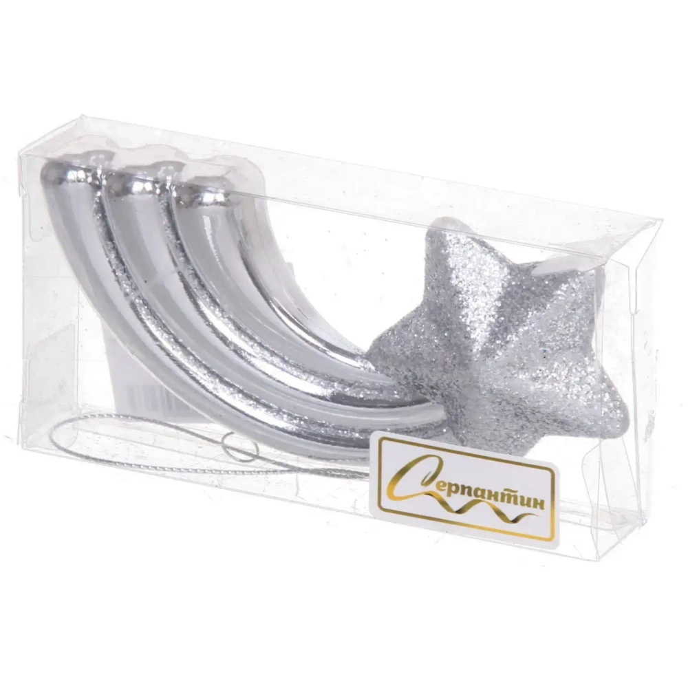 Ёлочная игрушка «Звезда желаний» 11*5*1,5 см, серебро