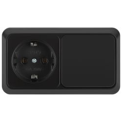 Блок розетка с выключателем Intro Quadro 2-701-05 горизонтальный 10-16-А-250В IP20 ОУ антрацит | Intro Quadro