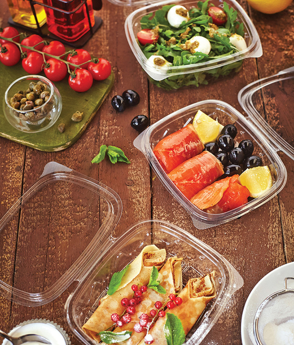 Одноразовые контейнеры с крышкой 350мл 156х129х38мм прозрачные (1/300шт)