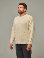 Молочный рваный джемпер