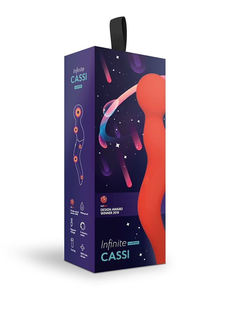 Вибромассажер Cassi перезаряжаемый красный 21 см