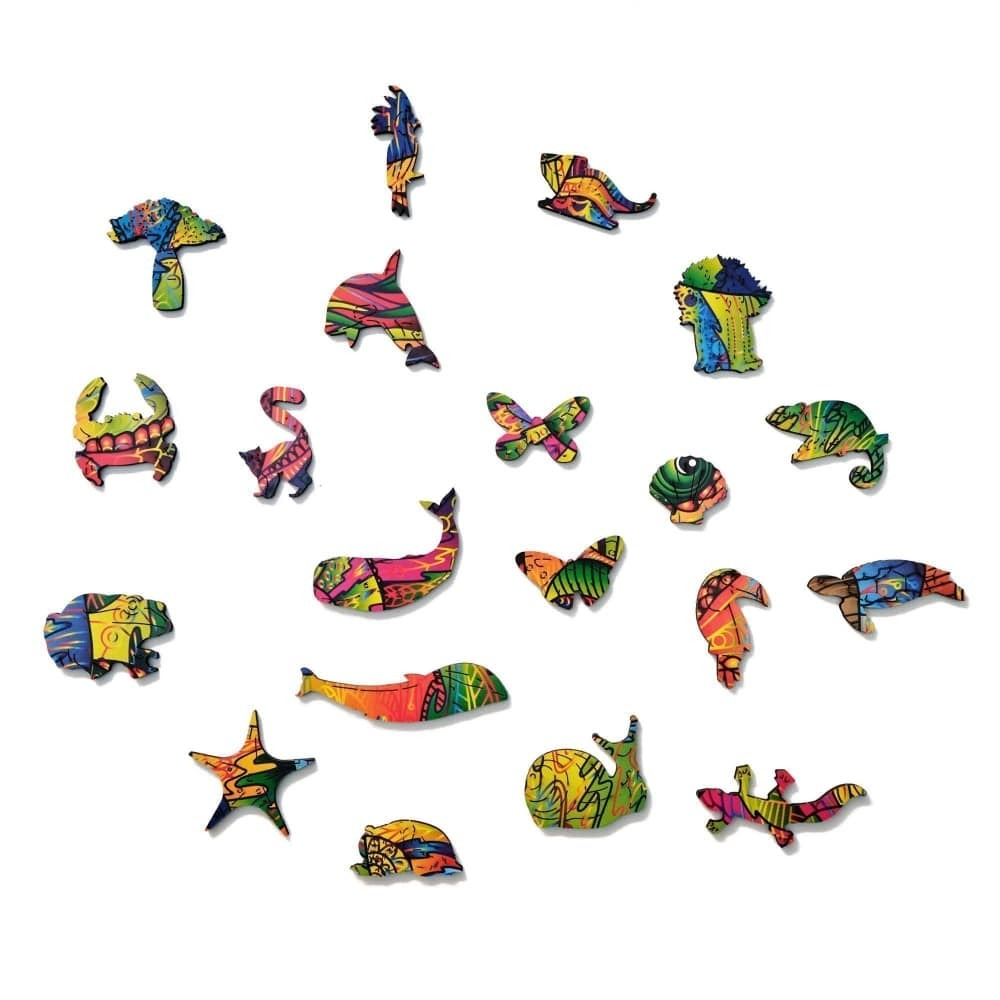 Красочный Хамелеон от Wood Trick - сборные пазлы причудливой формы, это картины, которые вы собираете сами