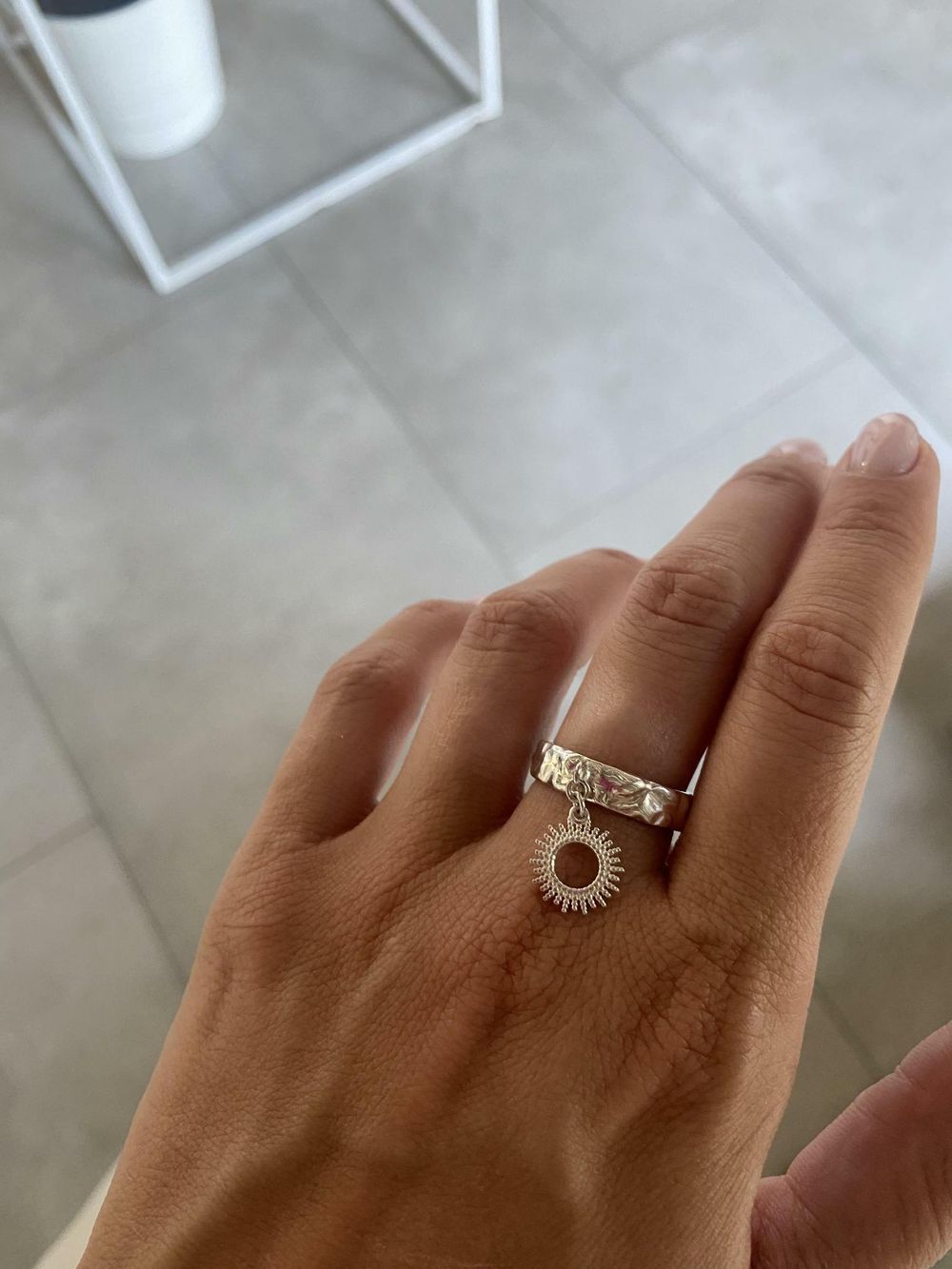 Кольцо фактурное с подвесом Солнце