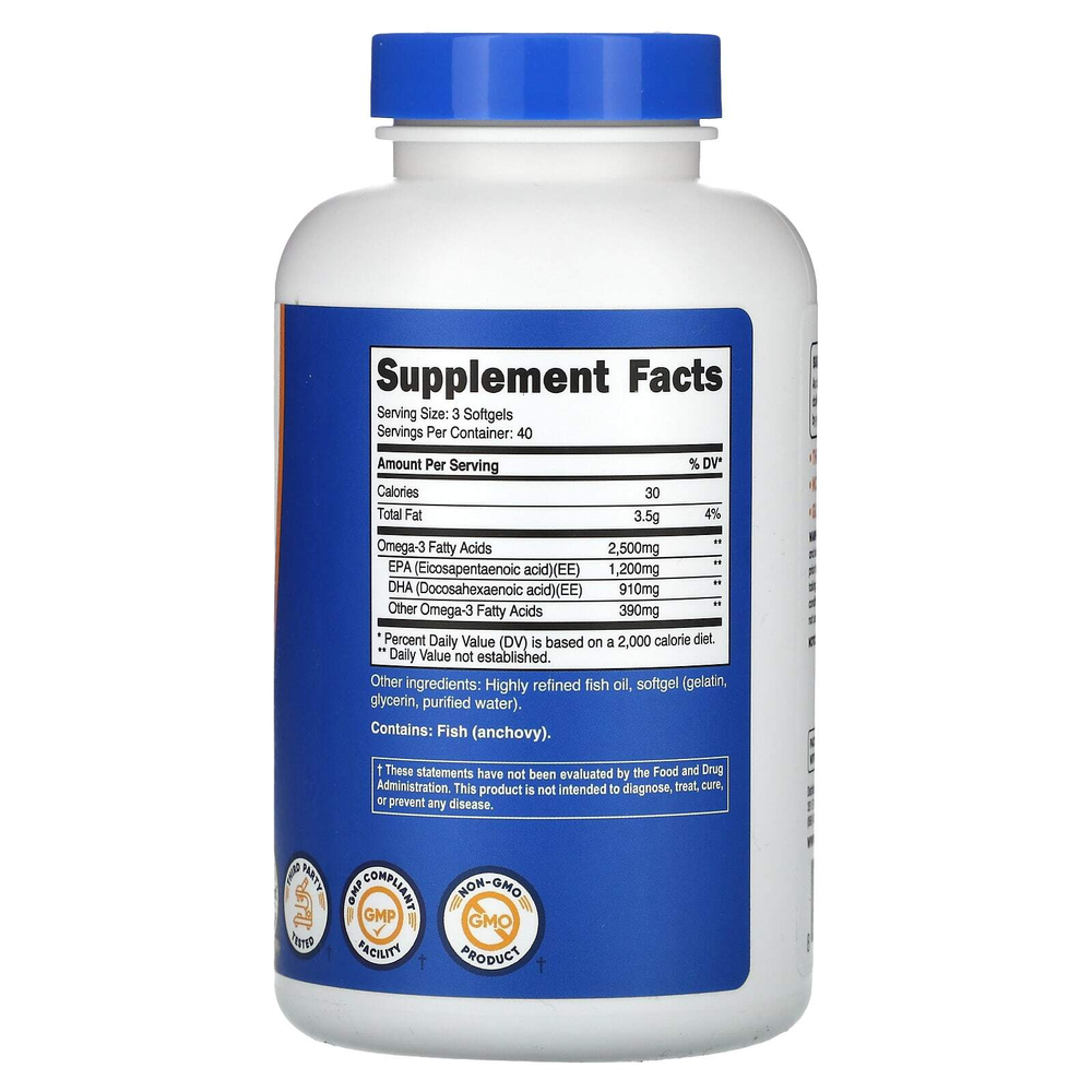 Nutricost, омега-3, 120 капсул