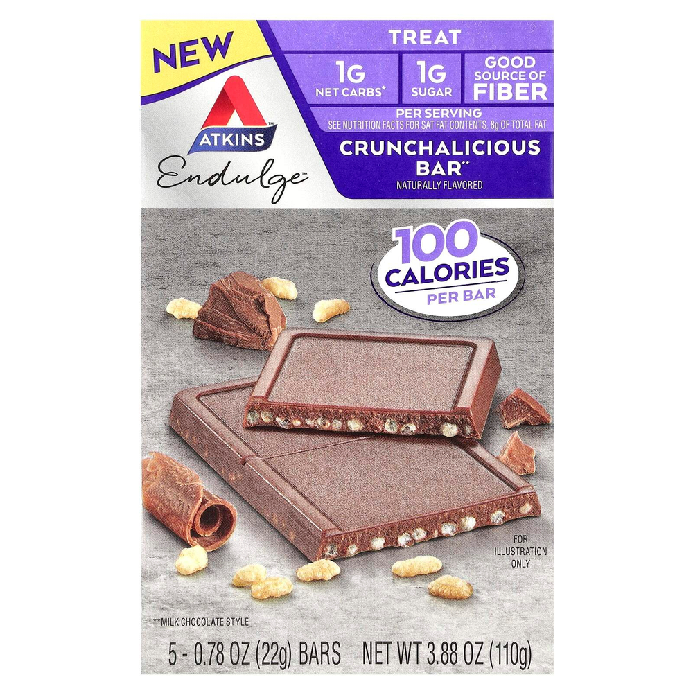 Atkins, Endulge ™, хрустящий батончик, 5 батончиков, 22 г (0,78 унции)