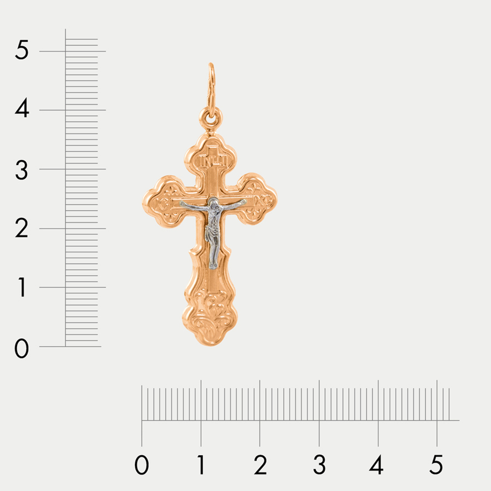 Крест православный из розового золота 585 пробы без вставок (арт. 74382)