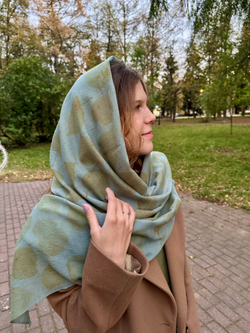 Шарф шерстяной «Солнечные блики», экопринт