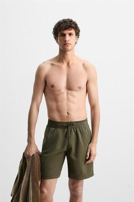 ZARA БАЗОВЫЕ ДЛИННЫЕ ПЛАВКИ, ХАКИ