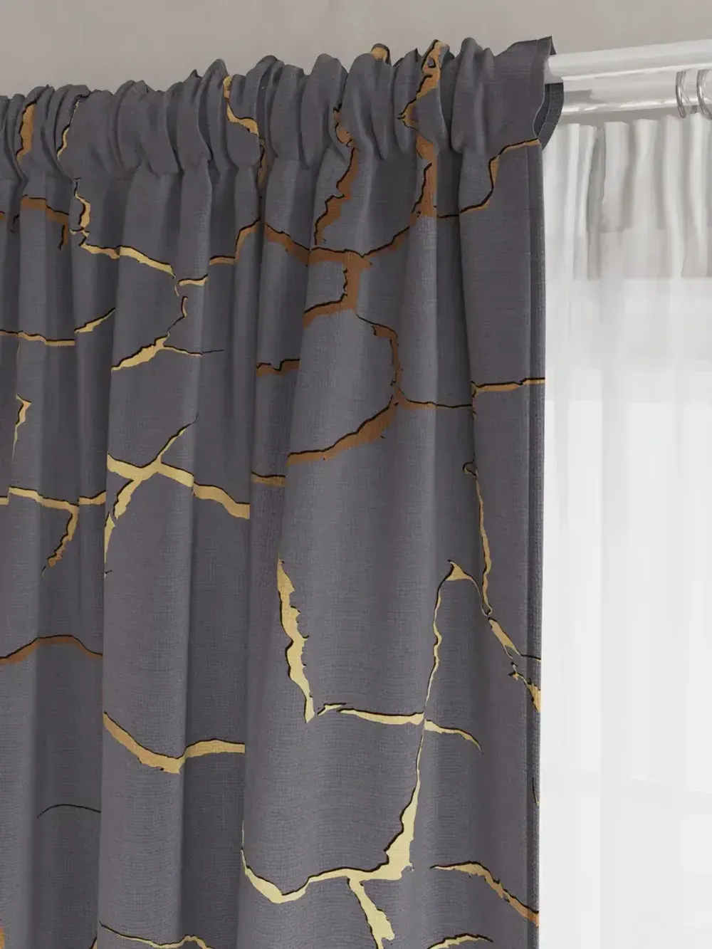 Штора тканевая на кухню,для спальни "Кракле серый" 150х200 1шт