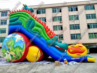 Коммерческий надувной батут-горка "Огненный дракон" 15*7*11 м