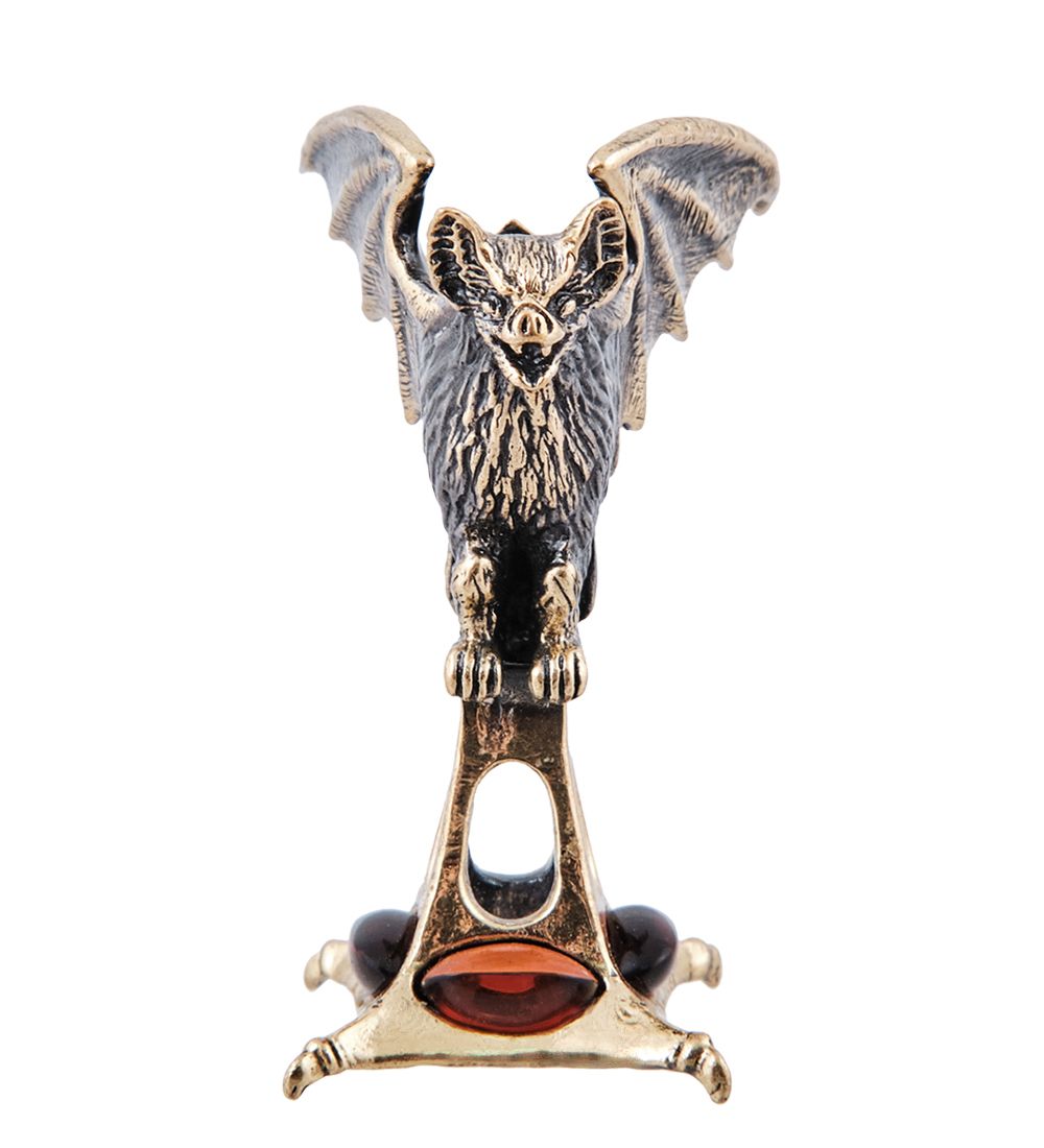 Народные промыслы AM-3969 Подсвечник «Летучая мышь» (латунь, янтарь)