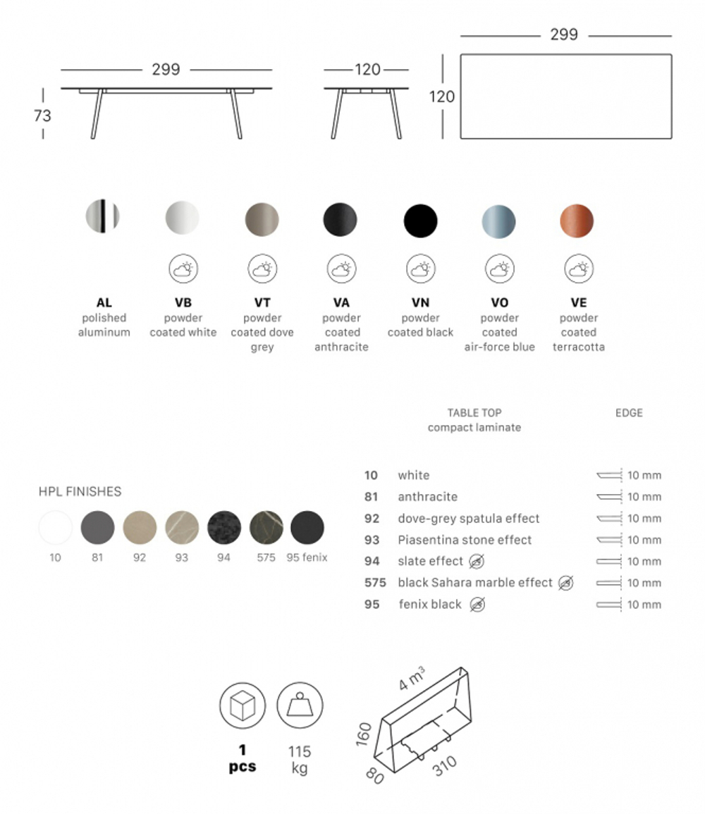 Стол ламинированный Scab Design Squid, черный, камень