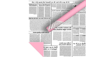 Пленка пастельная "Газета" Розовая