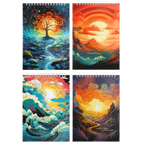 Блокнот А5 80л. на гребне BG "Сказочный мир", твердая обложка, глянцевая ламинация, тиснение фольгой