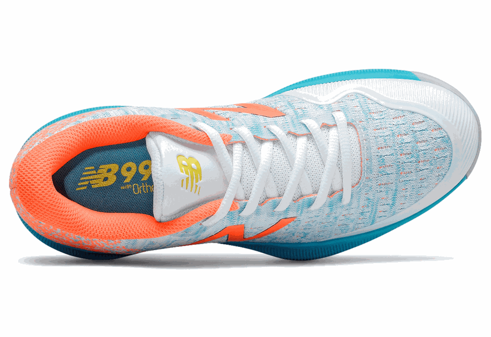 Женские Кроссовки теннисные New Balance FuelCell 996V4 Women - white/citrus  - купить по выгодной цене | Теннисный магазин tennis-store.ru