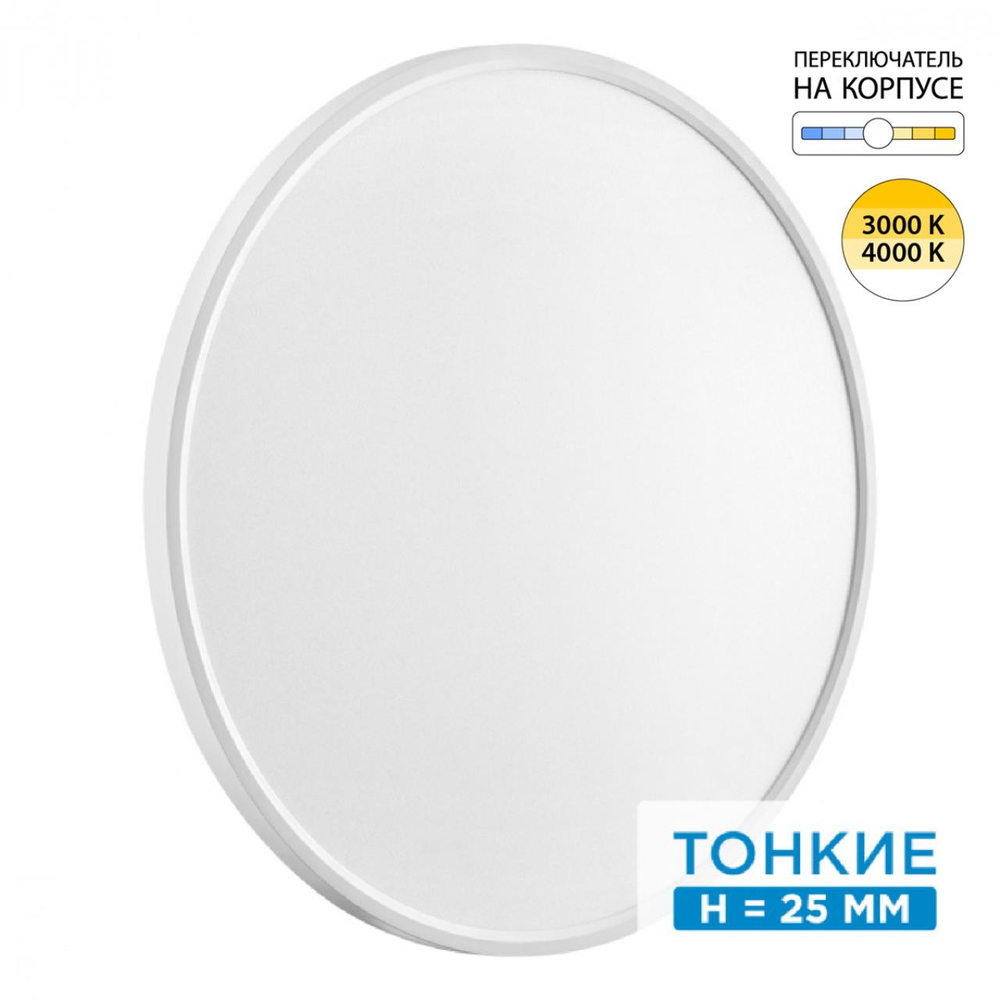 7659/48L MITRA LED SN 551 Светильник пластик/белый LED 48Вт 3000/4000K D600 IP40 ALFA WHITE