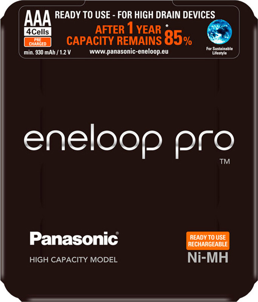 Аккумуляторы PANASONIC Eneloop PRO BK-4HCD/4 (AAA 4) 4шт мизинчиковые