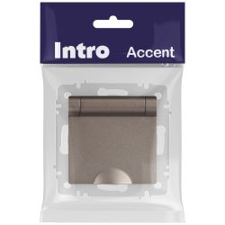 Розетка Intro Accent 6-203-08 с заземлением 2P+E Schuko с крышкой 16А-250В IP20 СУ AL/CU бронза