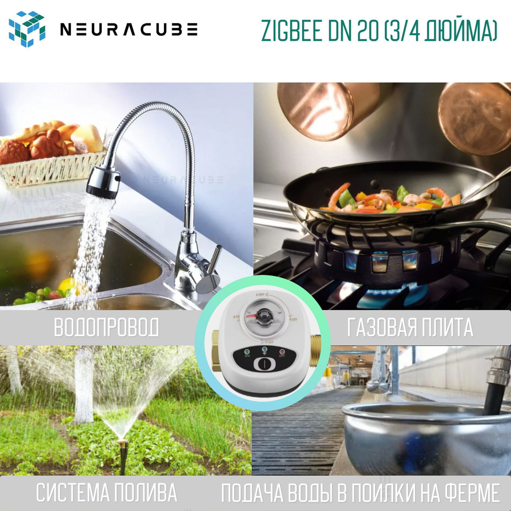 Умный Zigbee шаровый кран с электроприводом DN20 (3/4" дюйма) USB5V + ручное управление (Работает с eWelink, Алиса)