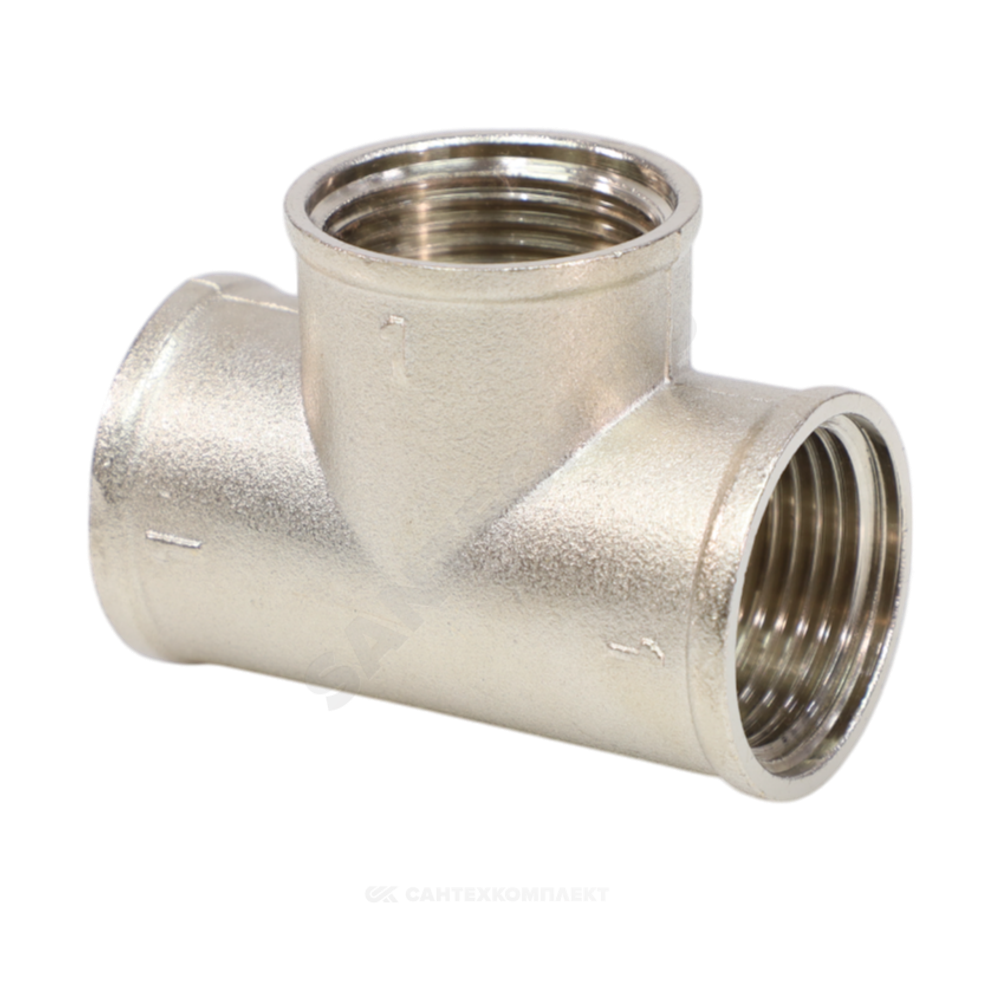 Тройник латунь никель Ду 15 (1/2") ВР/ВР VALFEX VF.130.N.012