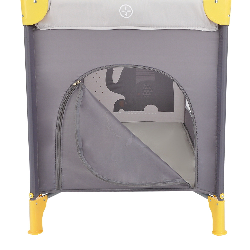PITUSO Манеж-кровать Florecita Grey/Серый, 1 уровень,2 кольца,2 колеса,лаз на молнии,125X65X78 см