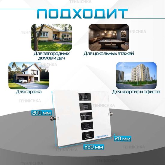 Усилитель сотовой связи Репитер 2G-3G-4G 900-1800-2100-2600МГц до 400 кв.м. (комплект четырех-диапазонный усилитель интернета )
