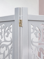 Ширма деревянная резная "Узоры", 4 створки, серая состаренная 1800*2000 мм