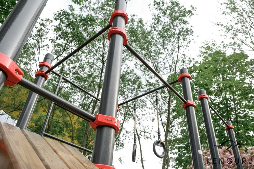 Воркаут комплекс 3 турника, шведская стенка, скалодром и наклонная скамья - Кустур