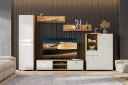 Тумба для ТВ Милан, Дуб золотой, Белый матовый