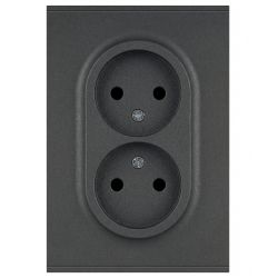 Розетка ЭРА Arktik 16-2107-06 без заземления двойная 2X2P 16А-250В графит | Эра Arktik