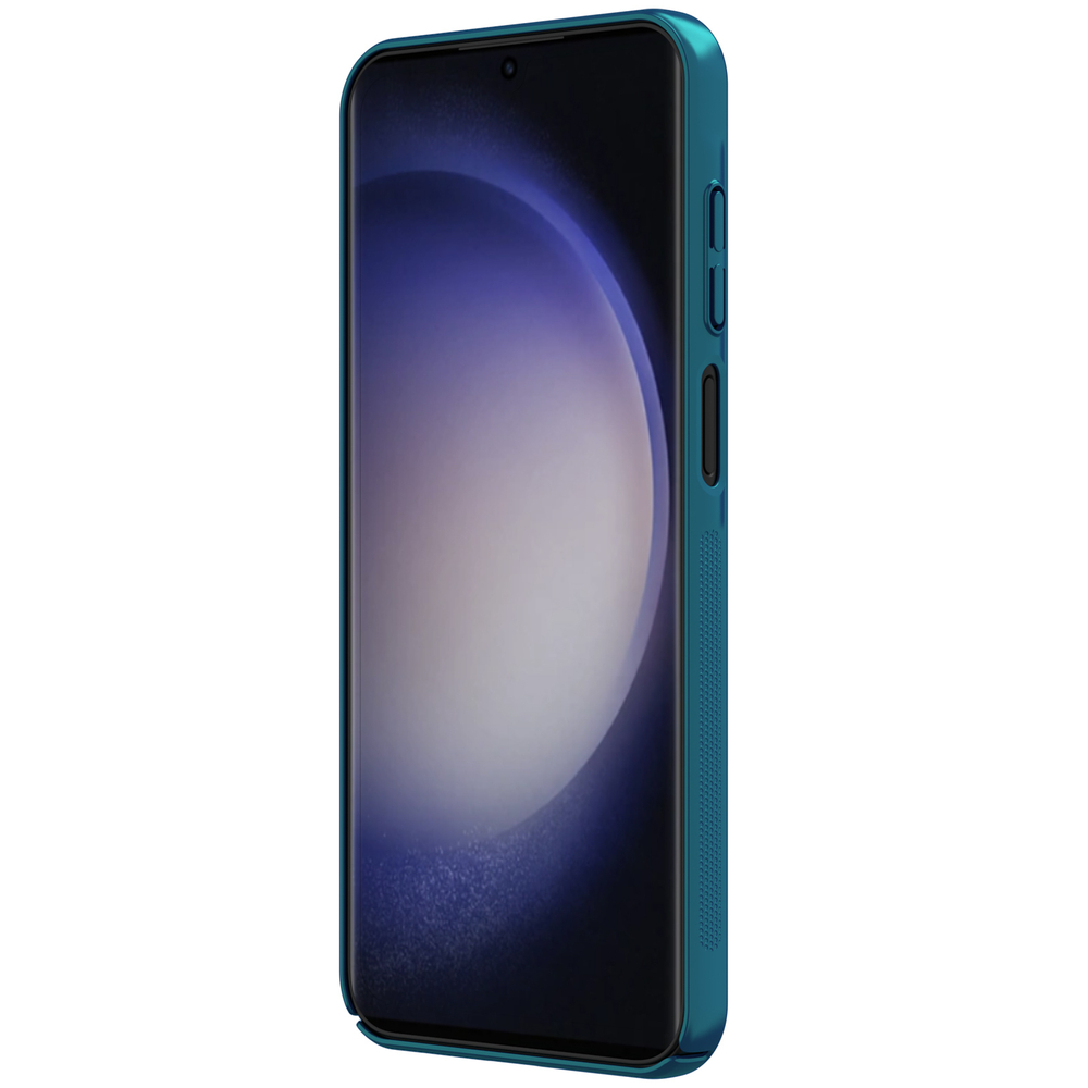 Тонкий чехол синего цвета (Peacock Blue) от Nillkin для смартфон Samsung Galaxy A25 5G, серия Super Frosted Shield