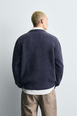 ZARA КАРДИГАН ИЗ РЕЛЬЕФНОГО ТРИКОТАЖА, ИНДИГО