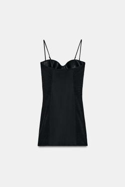 ZARA КОРОТКОЕ КОМБИНИРОВАННОЕ ПЛАТЬЕ, ЧЕРНЫЙ