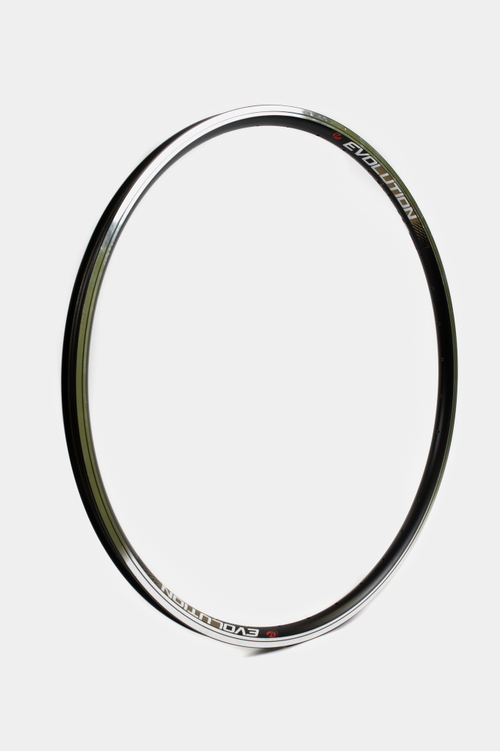 Обод 27.5" EVOLUTION алюминиевый, одинарный, усиленный, 36H, фрезерованный, индикатор износа, 584х19.2/25.2х20.5мм, A/V, анодированный, черный