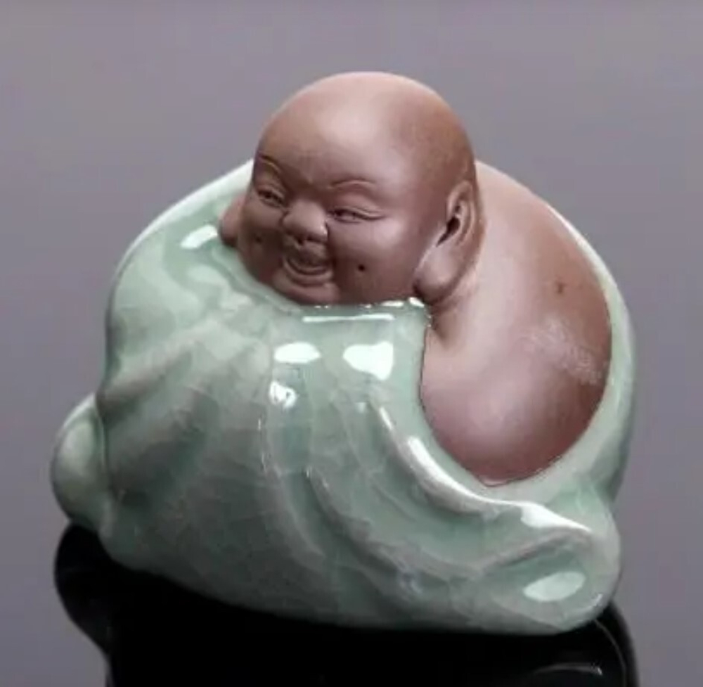 243015.2 Фигурка глина + глазурь СЕЛАДОН. "Хотей", 6,5 см х 7,5 см