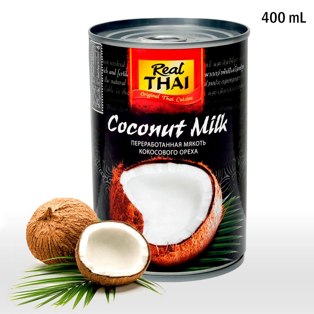 Кокосовое молоко Real Thai Coconut Milk ж/б 85% мякоти (17-19 % жирность) 400 мл