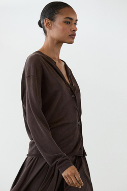 Massimo Dutti Кардиган изо льна с пуговицами, коричневый