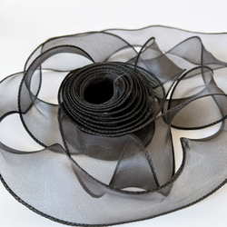 Лента декоративная (4 см*9,14 м) Органза с леской, Черный, 1 шт., 6233766