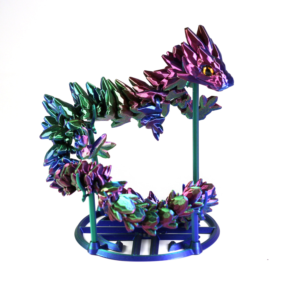 Дракон "каменный" игрушка антистресс, 3D фигурка дракона с глазами, красно-сине-зеленый, 45 см.