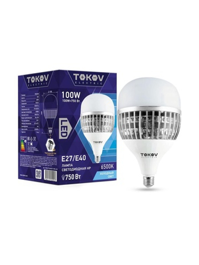 Лампа светодиодная 100Вт HP 6500К E40/E27 176-264В TOKOV ELECTRIC TKE-HP-E40/E27-100-6.5K