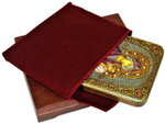 Инкрустированная рукописная икона Божией Матери Скоропослушница 20х15см на натуральном дереве, в подарочной коробке