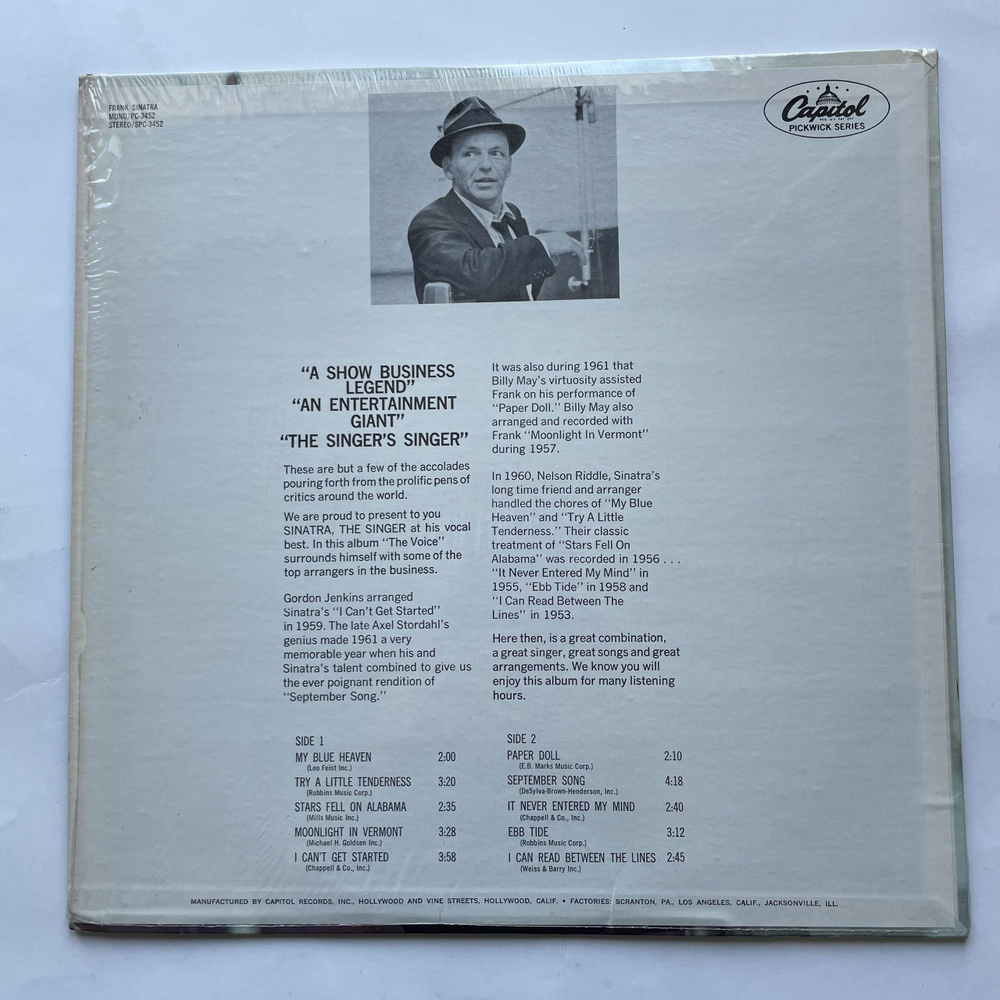 Винтажная виниловая пластинка LP Frank Sinatra Try A Little Tenderness (США 1968)