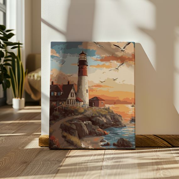 Картина по номерам - Маяк на закате
